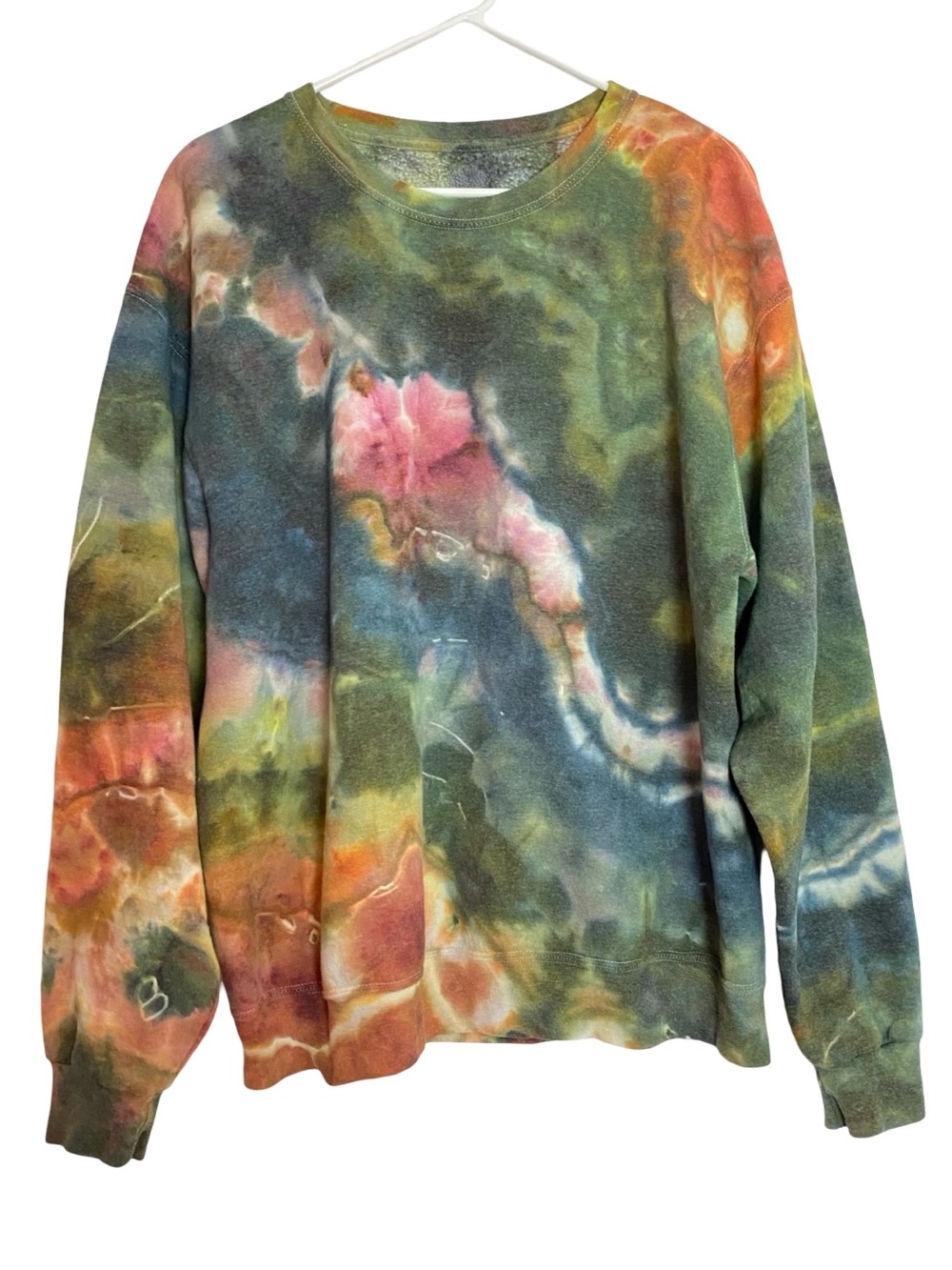 Handmade Ice Tie Dye Sweatshirt Pullover Mens Unisex size XL Geode Colorful